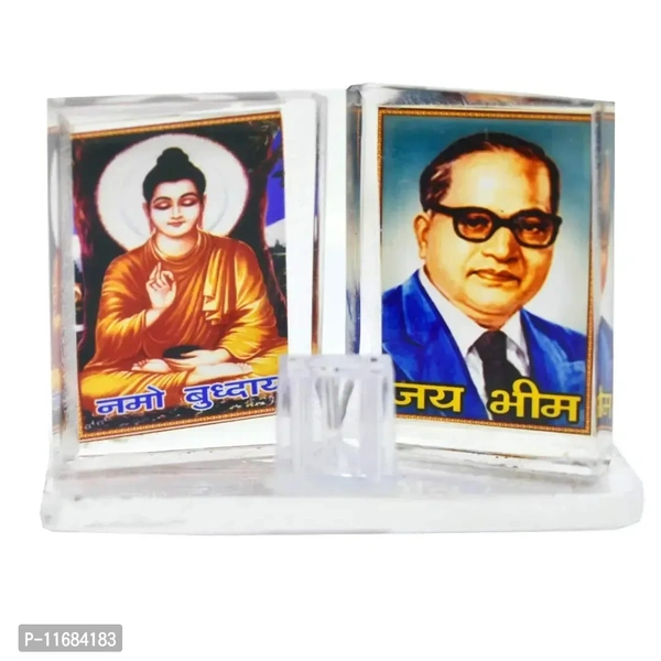 AFH Acrylic Babasaheb Ambedkar with Meditating Gautam Buddha Stand - Multicolour, 7 cm - Free size, Idol Figurines