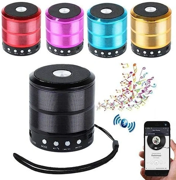 Mini Bluetooth Speaker WS 887 with FM Radio, USB Pen Drive Slot and Memory Card Slot, AUX Input Mode Speaker (Red) - Blue