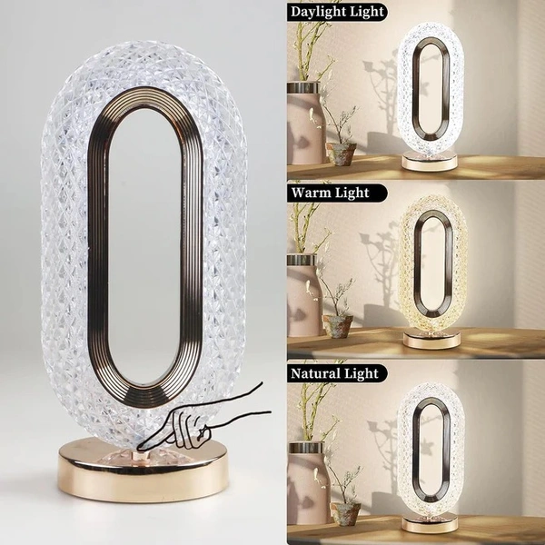 TOUCH CONTROL CRYSTAL TABLE DESK LAMP, 3-WAY DIMMABLE LIGHT, USB RECHARGEABLE CRYSTAL DIAMOND TABLE LAMP, EXQUISITE NIGHT STAND LIGHT LAMP BESIDE LAMP FOR BEDROOM LIVING ROOM, DECORATIVE DESK LAMP - Free Size, Rose Gold