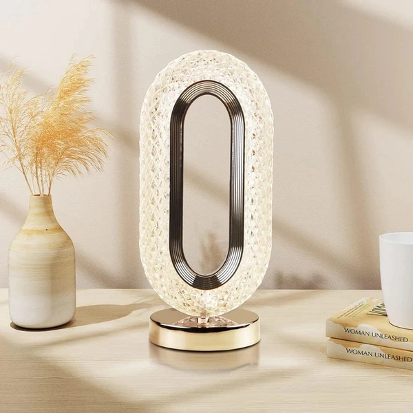 TOUCH CONTROL CRYSTAL TABLE DESK LAMP, 3-WAY DIMMABLE LIGHT, USB RECHARGEABLE CRYSTAL DIAMOND TABLE LAMP, EXQUISITE NIGHT STAND LIGHT LAMP BESIDE LAMP FOR BEDROOM LIVING ROOM, DECORATIVE DESK LAMP - Free Size, Rose Gold