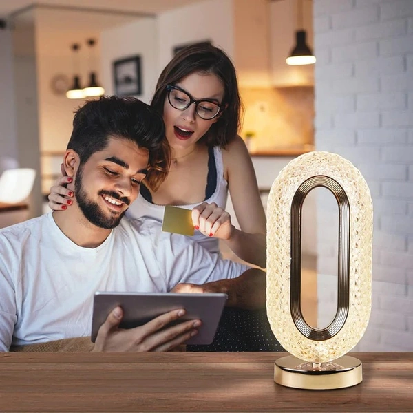 TOUCH CONTROL CRYSTAL TABLE DESK LAMP, 3-WAY DIMMABLE LIGHT, USB RECHARGEABLE CRYSTAL DIAMOND TABLE LAMP, EXQUISITE NIGHT STAND LIGHT LAMP BESIDE LAMP FOR BEDROOM LIVING ROOM, DECORATIVE DESK LAMP - Free Size, Rose Gold