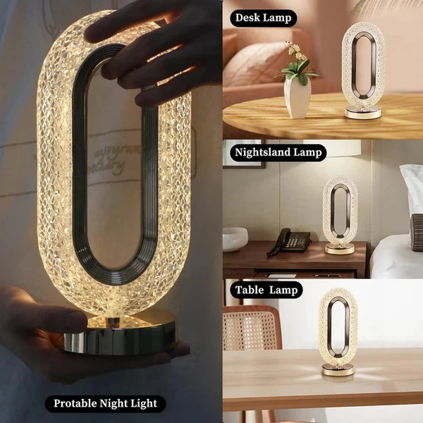 TOUCH CONTROL CRYSTAL TABLE DESK LAMP, 3-WAY DIMMABLE LIGHT, USB RECHARGEABLE CRYSTAL DIAMOND TABLE LAMP, EXQUISITE NIGHT STAND LIGHT LAMP BESIDE LAMP FOR BEDROOM LIVING ROOM, DECORATIVE DESK LAMP - Free Size, Rose Gold