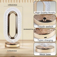TOUCH CONTROL CRYSTAL TABLE DESK LAMP, 3-WAY DIMMABLE LIGHT, USB RECHARGEABLE CRYSTAL DIAMOND TABLE LAMP, EXQUISITE NIGHT STAND LIGHT LAMP BESIDE LAMP FOR BEDROOM LIVING ROOM, DECORATIVE DESK LAMP - Free Size, Rose Gold