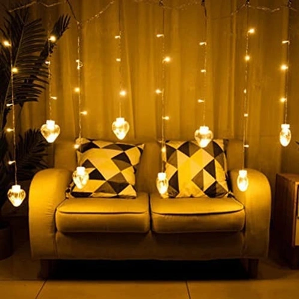 Denizz 8 FEET 12 WISH HEART BALL STRING LED LIGHTS WITH COLOR BOX FOR HOME DECORATION, DIWALI & WEDDING LED CHRISTMAS LIGHT INDOOR AND OUTDOOR LIGHT ,FESTIVAL DECORATION (WISHING BALL WARM WHITE) - White, 8 Feet