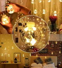 Denizz 12 WISH BALLS WINDOW CURTAIN STRING LIGHTS WITH 8 FLASHING MODES DECORATION FOR HOME DECORATION, DIWALI & WEDDING LED CHRISTMAS LIGHT INDOOR AND OUTDOOR LIGHT ,FESTIVAL DECORATION (PLASTIC, WARM WHITE) - Gold, 8 Feet
