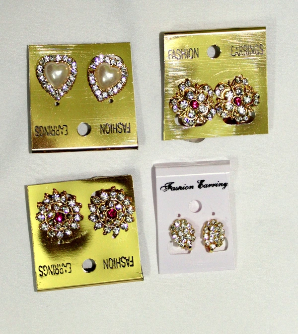 Clip On Ear Studs No Ear Hole Required . Set Of 4  - Free