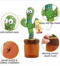  TikTok Dancing Cactus Plush Toy USB Charging,Sing 120pcs Songs,Recording,Repeats What You say and emit Colored Lights,Gifts (Talking Cactus) - Web Orange