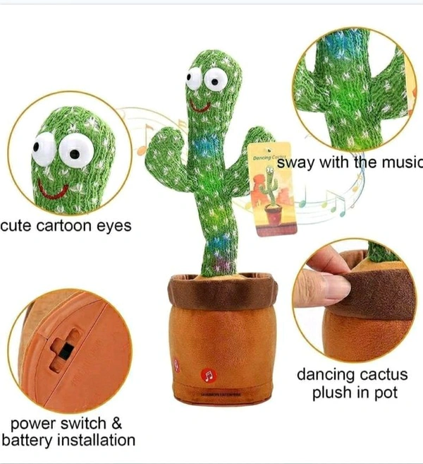  TikTok Dancing Cactus Plush Toy USB Charging,Sing 120pcs Songs,Recording,Repeats What You say and emit Colored Lights,Gifts (Talking Cactus) - Web Orange