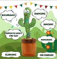  TikTok Dancing Cactus Plush Toy USB Charging,Sing 120pcs Songs,Recording,Repeats What You say and emit Colored Lights,Gifts (Talking Cactus) - Web Orange