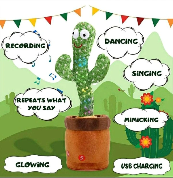  TikTok Dancing Cactus Plush Toy USB Charging,Sing 120pcs Songs,Recording,Repeats What You say and emit Colored Lights,Gifts (Talking Cactus) - Web Orange