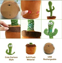  TikTok Dancing Cactus Plush Toy USB Charging,Sing 120pcs Songs,Recording,Repeats What You say and emit Colored Lights,Gifts (Talking Cactus) - Web Orange