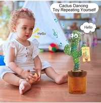  TikTok Dancing Cactus Plush Toy USB Charging,Sing 120pcs Songs,Recording,Repeats What You say and emit Colored Lights,Gifts (Talking Cactus) - Web Orange