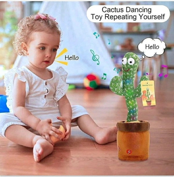  TikTok Dancing Cactus Plush Toy USB Charging,Sing 120pcs Songs,Recording,Repeats What You say and emit Colored Lights,Gifts (Talking Cactus) - Web Orange