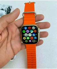 T800 Ultra Series Big 1.99 inch Display Smart Watch with Bluetooth Calling, Voice Assistant &123 Sports Modes, 8 Unique UI Interactions, SpO2, 24/7 Heart Rate Tracking (Orange) - Black