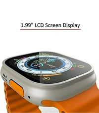 T800 Ultra Series Big 1.99 inch Display Smart Watch with Bluetooth Calling, Voice Assistant &123 Sports Modes, 8 Unique UI Interactions, SpO2, 24/7 Heart Rate Tracking (Orange) - Black