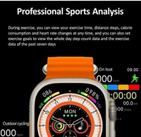 T800 Ultra Series Big 1.99 inch Display Smart Watch with Bluetooth Calling, Voice Assistant &123 Sports Modes, 8 Unique UI Interactions, SpO2, 24/7 Heart Rate Tracking (Orange) - Black