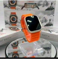 T800 Ultra Series Big 1.99 inch Display Smart Watch with Bluetooth Calling, Voice Assistant &123 Sports Modes, 8 Unique UI Interactions, SpO2, 24/7 Heart Rate Tracking (Orange) - Black