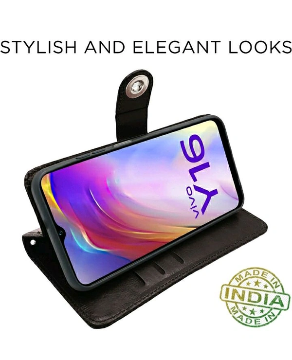 Magnetic Closure Flip, Wallet Case Cover for Vivo Y16 (Leather,TPU,Brown - Blue