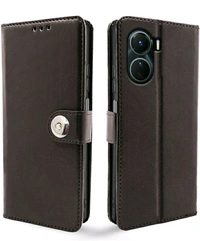 Magnetic Closure Flip, Wallet Case Cover for Vivo Y16 (Leather,TPU,Brown - Blue