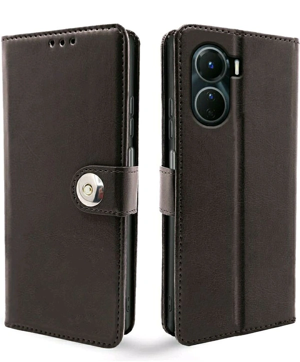 Magnetic Closure Flip, Wallet Case Cover for Vivo Y16 (Leather,TPU,Brown - Blue