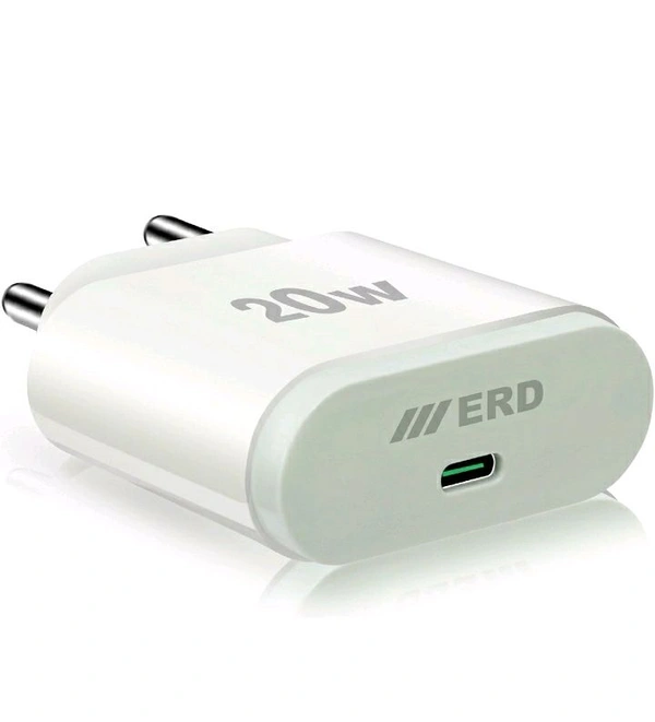 Erd 27ERD TC-49 20W Power Delivery Mobile Phone Wall Charger, BIS Certified Charger Adapter Without Data Cable (White) - White