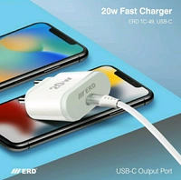 Erd 27ERD TC-49 20W Power Delivery Mobile Phone Wall Charger, BIS Certified Charger Adapter Without Data Cable (White) - White