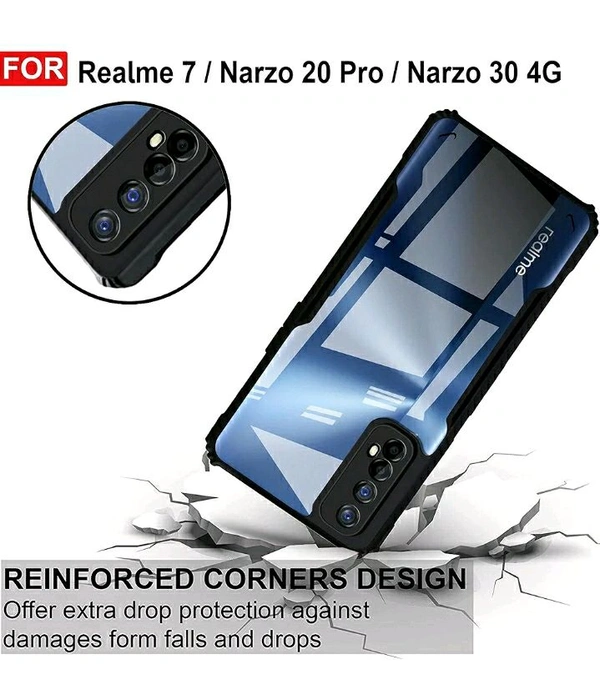 Back Case Cover for Realme 7 / Realme Narzo 30 4G / Realme Narzo 20 Pro | Compatible for Realme 7 / Realme Narzo 30 4G / Realme Narzo 20 Pro Back Case Cover | (TPU + PC | Matte Black)