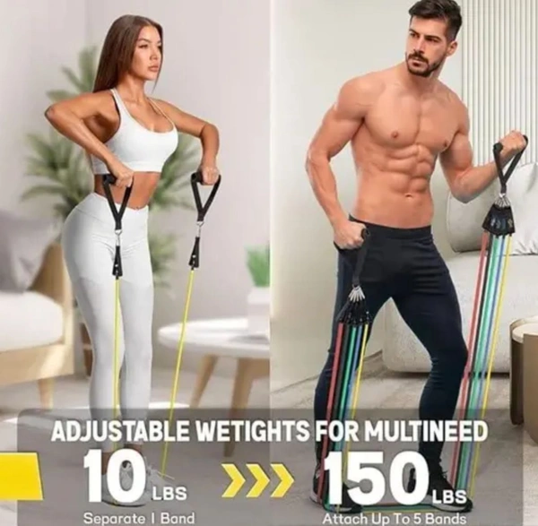11 in 1 resistance band heavy duty at home - Black, Free