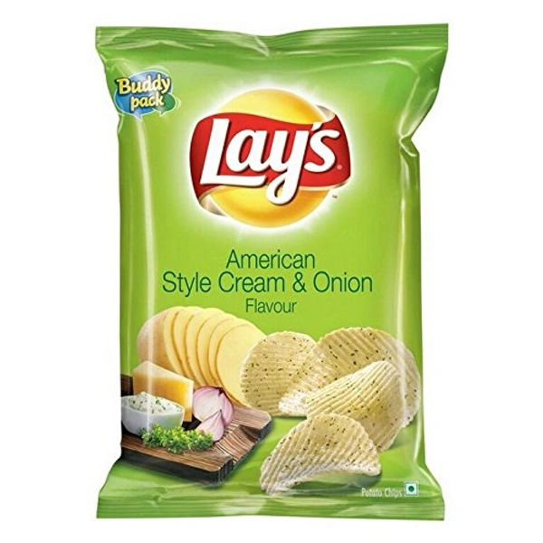 Lays Potato Chips - American Style Cream & Onion Flavour - 52 gm