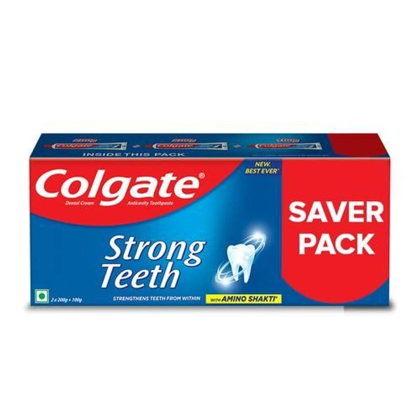 Colgate Strong Teeth Toothpaste  - 200+200+100=500g