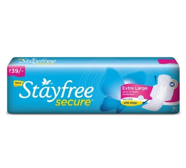 Stayfree Secure Dry Sanitary Napkin XL With Wings - 7N, XL