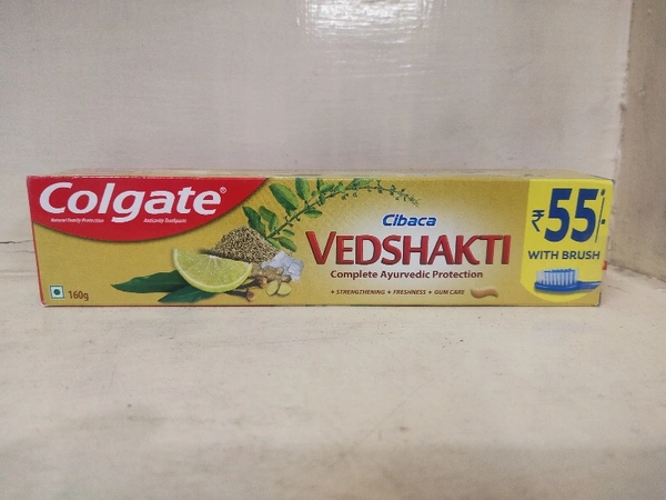Colgate Cibaca Vedshakti Toothpaste - 100g, 160g+brush worth Rs. 55/-
