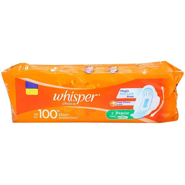 Whisper  Choice Regular Sanitary Pad/Napkin  - With wings, 7pads