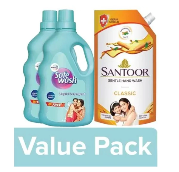 Safe Wash 1kg [Buy 1 To Get 1 Free + Santoor Handwash ₹99 Free]