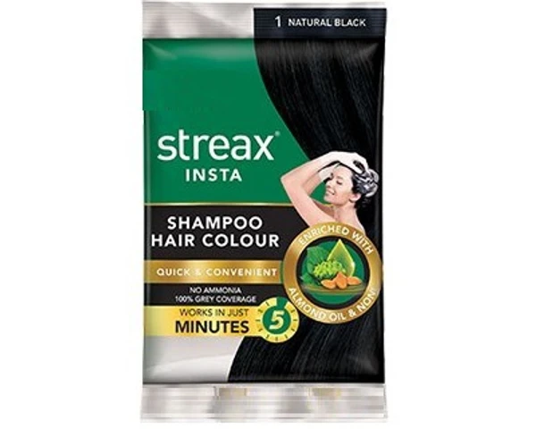 streax insta shampoo hair colour natural black