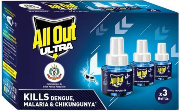 All Out Ultra 135ml [1 All Out Heater (230V~5W) +3 Refills]