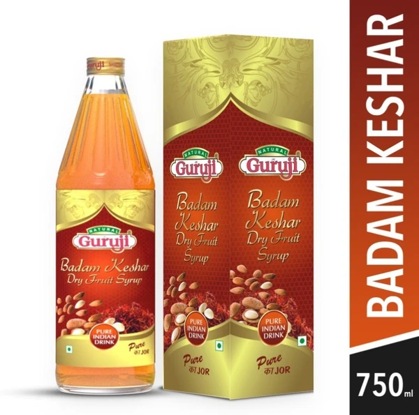 GURU JI Badam Kesar Dry Fruit Syrup - 750 ML