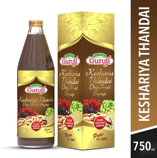 GURU JI Kesharia Thandai Dry Fruit Syrup - 750 ML