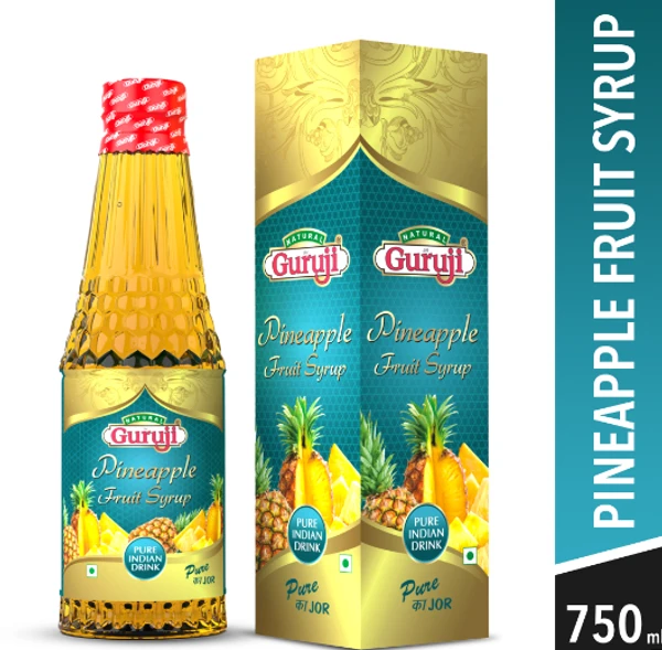 GURU JI Pineapple Fruit Syrup - Pineapple, 750 ML