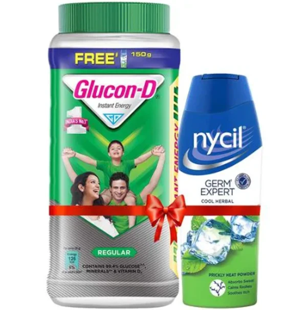 Glucon-D 1kg - FREE NYCIL PRICKLY HEAT POWDER WORTH ₹145/- (150GM), 1 KG