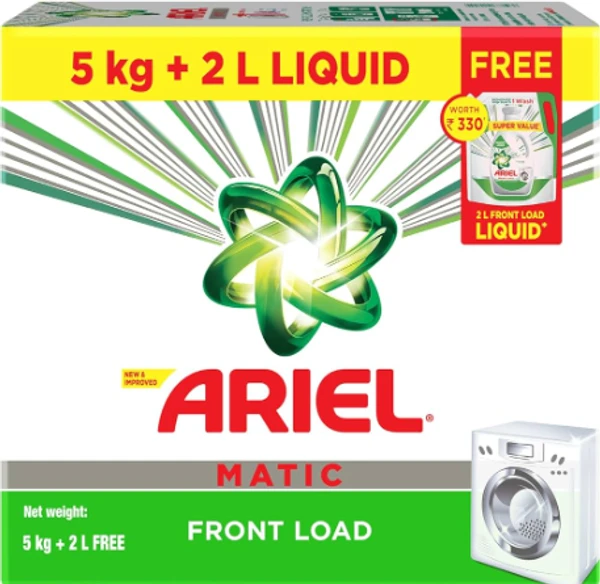 ARIEL Ariel Matic Front Load 5kg [Free 2 Litre Liquid Front load] - FREE 2 LITRE LIQUID ARIEL FRONT LOAD