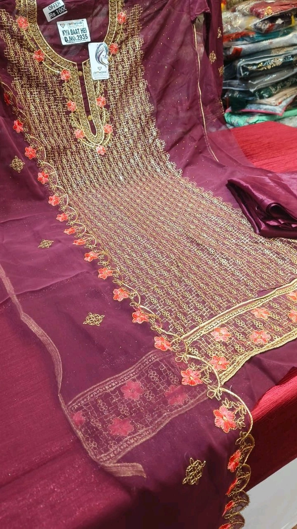materials zari work fancy suits