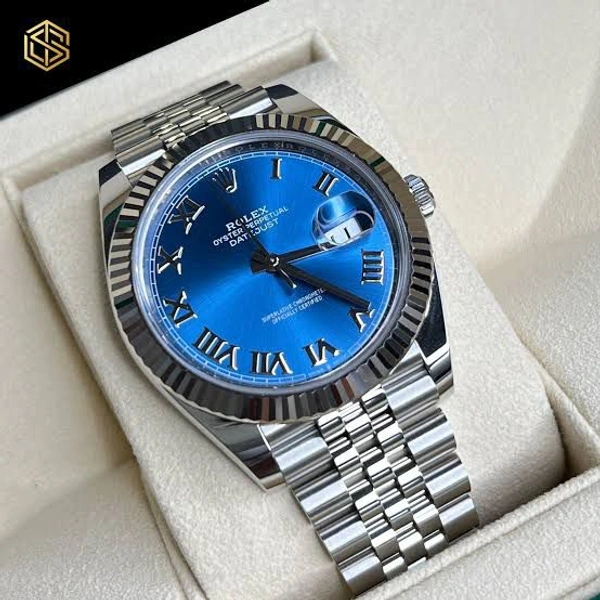Rolex DateJust Watch Marine Blue Colour With Premium Box Packing 