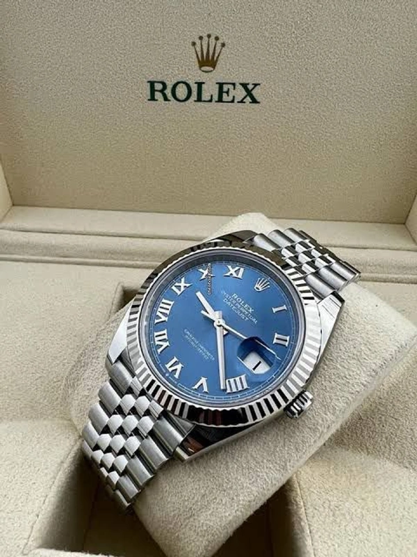 Rolex DateJust Watch Marine Blue Colour With Premium Box Packing 