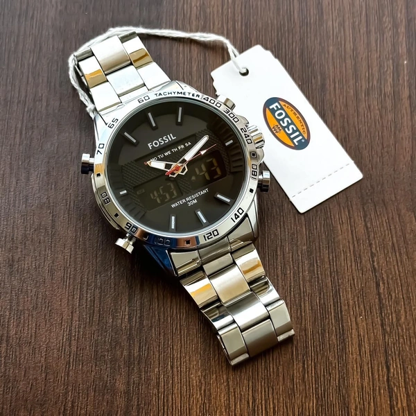 Fossil New Digital-Analog Stainless Steel Watch 