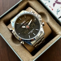 Fossil New Digital-Analog Stainless Steel Watch 