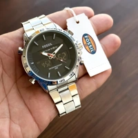 Fossil New Digital-Analog Stainless Steel Watch 