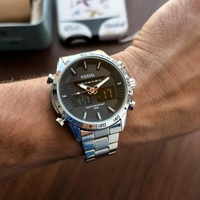 Fossil New Digital-Analog Stainless Steel Watch 