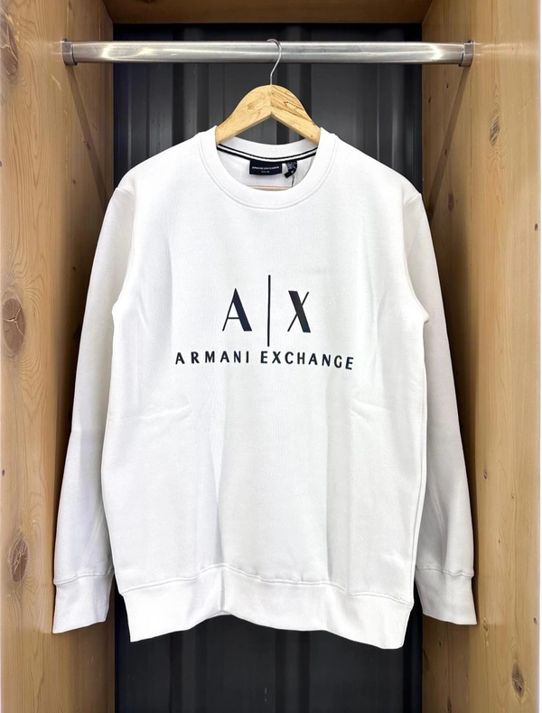 ARMANI full Sleeves Sweatshirt - BOTH SIDE POCKETS  - White, XL