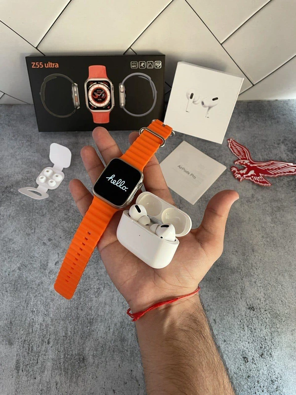 Z55 Ultra Smartwatch + Airpods Pro Combo - Orange